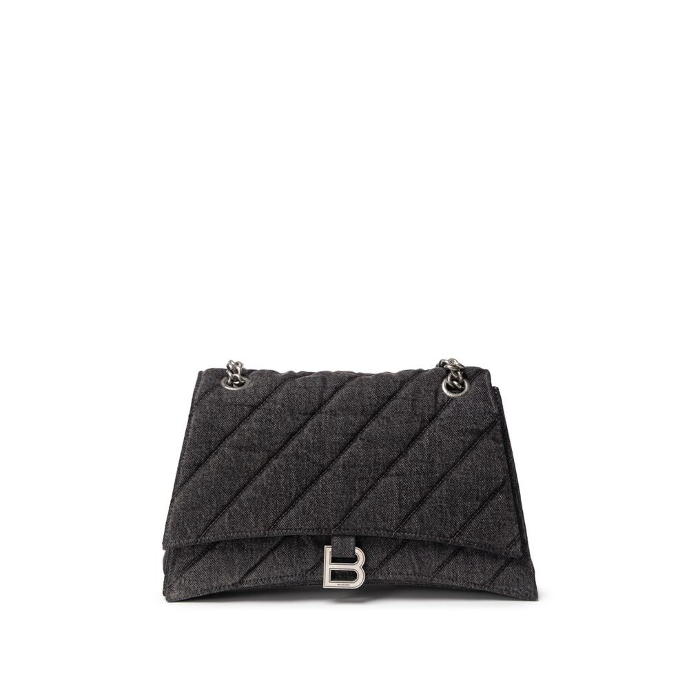 Balenciaga Siyah kumaş ve deri omuz çantası